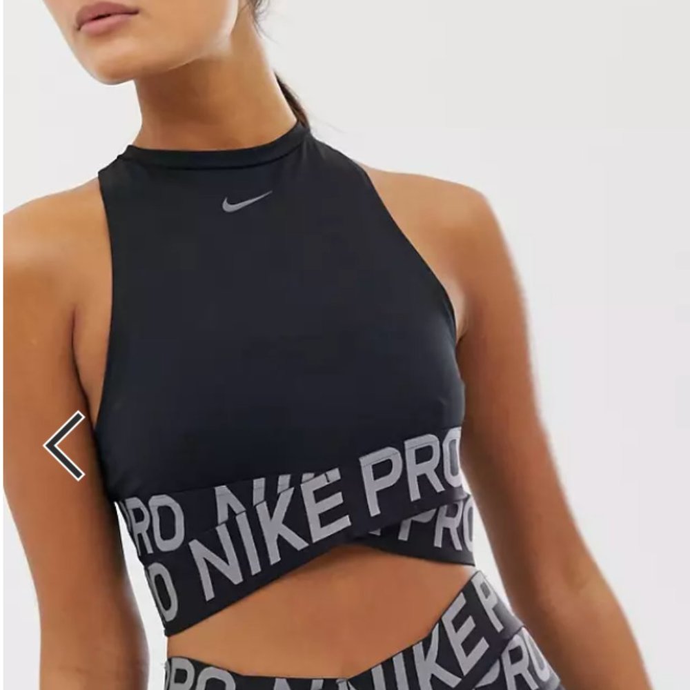 Nike Pro Black Crossover Crop Top Sports Bra